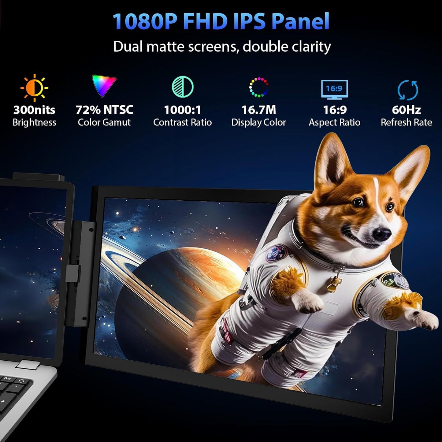 14-inch Dual Screen Portable LCD Monitor